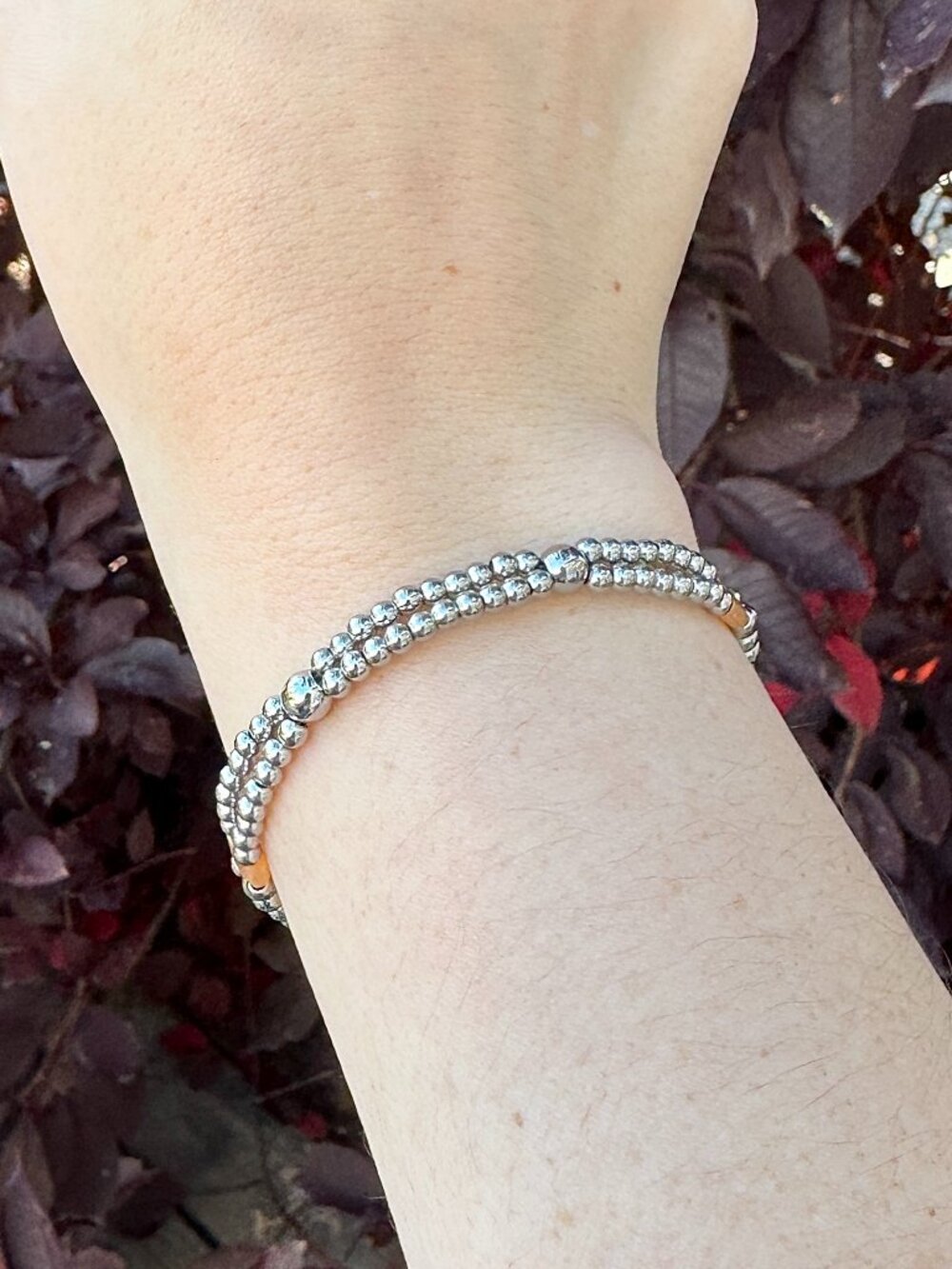Handmade Orange Cable Knit Beaded Stainless Steel Western Pearl Bracelet